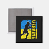 Aimant Équipe de boxe ukrainienne Drapeau ukrainien Gants (Recto/Verso)