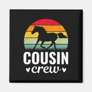 Aimant Équipe de cousin vintage amoureux des chevaux tenu