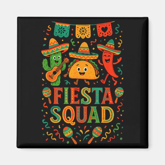 Aimant Équipe de fiesta drôle cinco de mayo chapeau cactu (Devant)