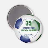 Aimant équipe de football bleu vert couleurs nom de l'ath (Recto/Verso)