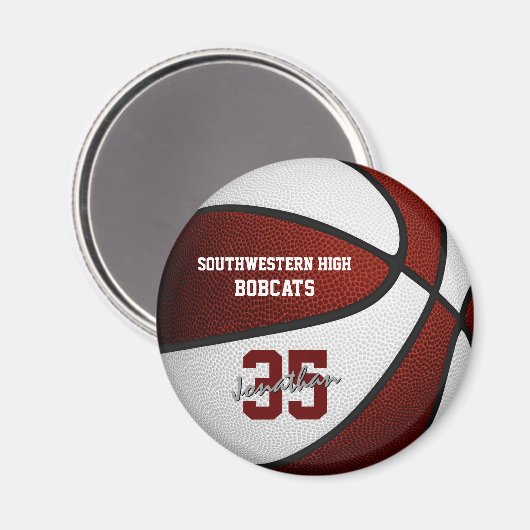 Aimant équipe de maroon blanc couleurs garçons filles bas (Recto/Verso)