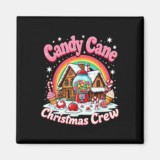Aimant Équipe de Noël Candy Cane House Sécurité Bonbons (Devant)