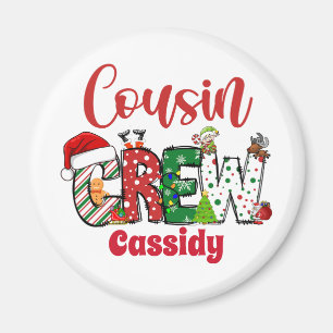 Aimant Équipe de Noël de cousin rétro personnalisée