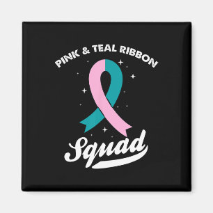 Aimant Équipe De Ruban Rose Et Turquoise Cancer Du Sein O