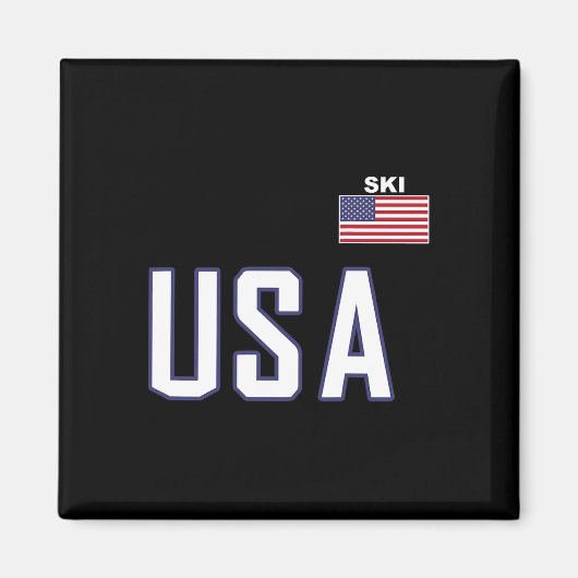 Aimant Équipe de ski du drapeau américain Équipement de s (Devant)