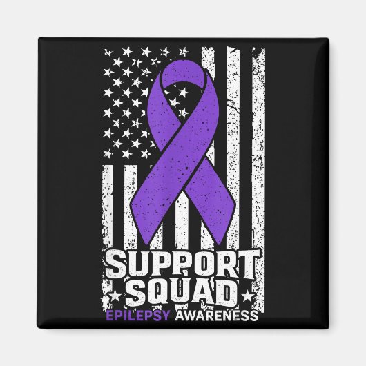 Aimant Équipe de soutien drapeau américain violet épileps (Devant)