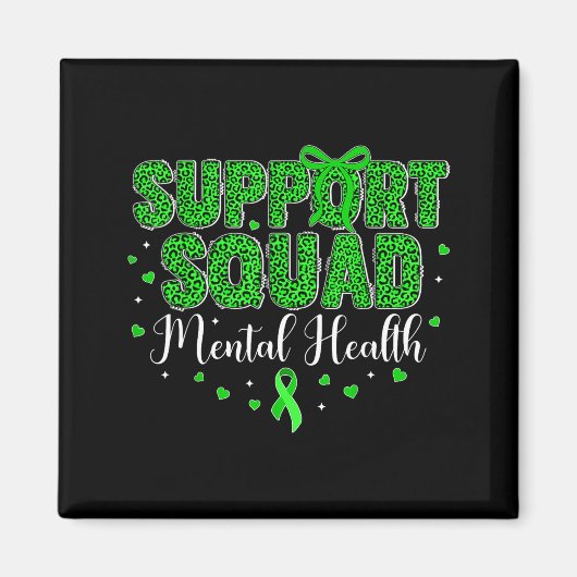 Aimant Équipe de soutien femmes léopard vert santé mental (Devant)