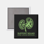 Aimant Équipe de soutien Ruban vert Maladie rénale (Recto/Verso)