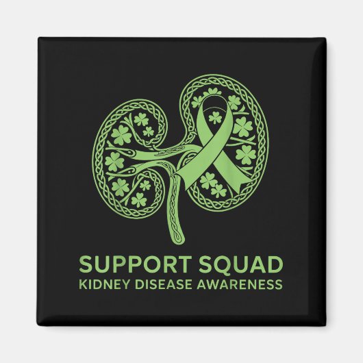 Aimant Équipe de soutien Ruban vert Maladie rénale (Devant)