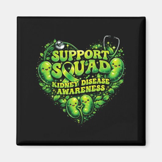Aimant Équipe de soutien ruban vert papillon pkd maladie (Devant)