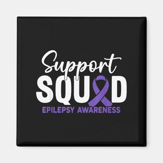 Aimant Équipe de soutien ruban violet sensibilisation à l (Devant)