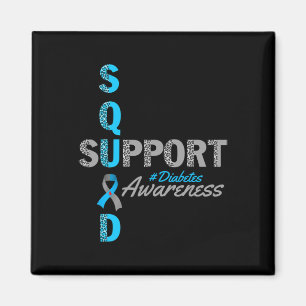 Aimant Équipe de soutien T1d T2d Diabetes gris bleu ruban