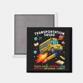 Aimant Équipe de transport Drôle de chauffeur de bus scol (Recto/Verso)