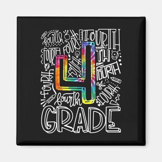 Aimant Équipe de typographie de 4e année Quatrième année (Devant)