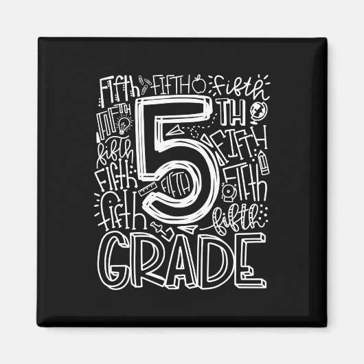 Aimant Équipe de typographie de 5e année Enseignant de ci (Devant)