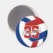 Aimant équipe de volley-ball bleu rouge cadeaux de moins  (Recto/Verso)