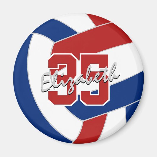 Aimant équipe de volley-ball bleu rouge cadeaux de moins (Devant)