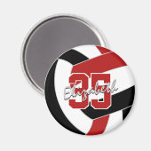 Aimant équipe de volley-ball noir rouge cadeaux (Recto/Verso)