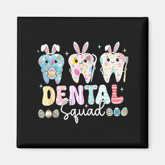 Aimant Équipe dentaire Funny Teeth Dentiste Joyeuse fête  (Devant)
