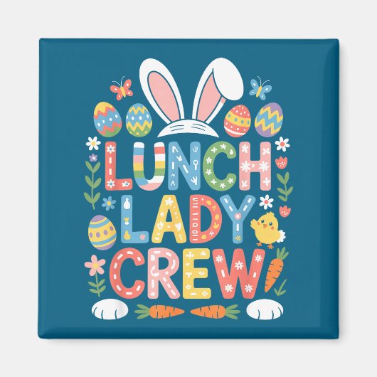 Aimant Équipe des dames de déjeuner Pâques Cantine Lapin (Devant)