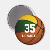 Aimant équipe d'or vert couleurs basketball esprit école (Recto/Verso)