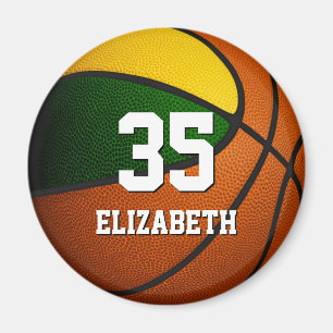 Aimant équipe d'or vert couleurs basketball esprit école