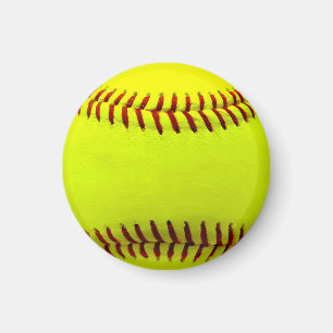 Aimant Équipe du softball jaune personnalisable