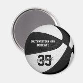 Aimant équipe noir blanc couleurs filles garçons basket (Recto/Verso)