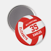 Aimant équipe rouge blanc couleurs filles garçons volley (Recto/Verso)