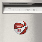 Aimant équipe rouge blanc couleurs garçons filles basketb (In Situ (Lave-vaisselle))