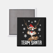 Aimant Équipe Santa Renne de Noël (Recto/Verso)
