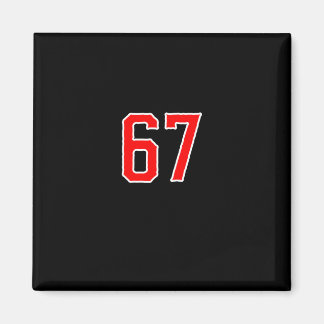 Aimant Équipe sportive blanche rouge numéro #67 Swea