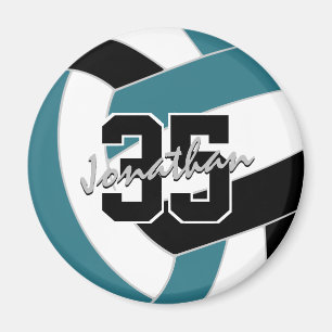 Aimant Équipe turquoise de volley-ball noir couleurs cade