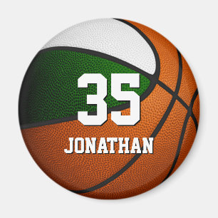 Aimant équipe verte blanc couleurs réaliste basketball