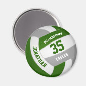 Aimant équipe verte gris couleurs garçons filles volley (Recto/Verso)