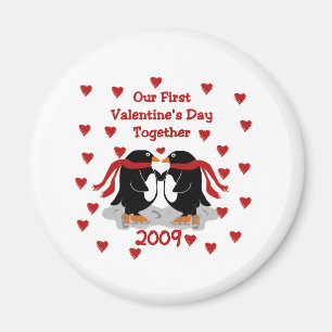 Aimant Ęr jour de Valentines de pingouin 2009
