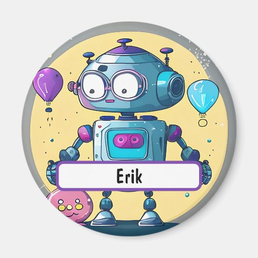 Aimant Erik the Brainy Bot with Custom Nametag (Devant)