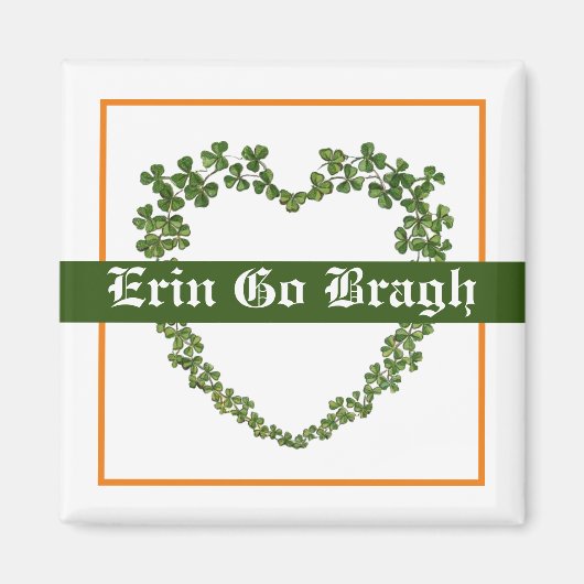 Aimant Erin Go Bragh Coeur Shamrock (Devant)