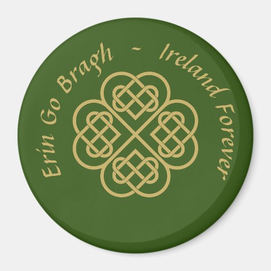 Aimant Erin Go Bragh Gold Celtic Shamrock (Devant)