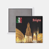 Aimant ERM001 BOLOGNA par nuit, Italie, Frigo (Recto/Verso)