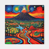 Aimant Éruption du volcan la nuit 10 (Devant)