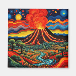 Aimant Éruption du volcan la nuit 6