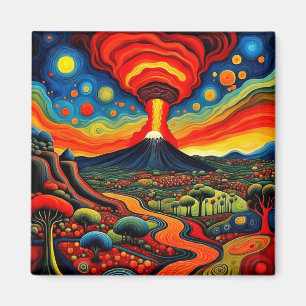 Aimant Éruption du volcan la nuit 9