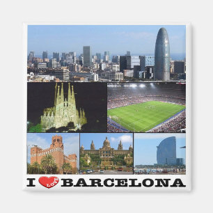 Aimant ES - Espagne - Barcelone - I Love - Collage Mosaï