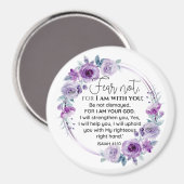 Aimant Esaïe 41:10 Crainte non violet Écriture florale (Recto/Verso)