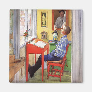 Aimant Esbjorn Faire ses devoirs par Carl Larsson