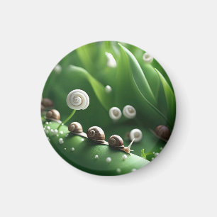 Aimant Escargots alignés sur des plantes verts