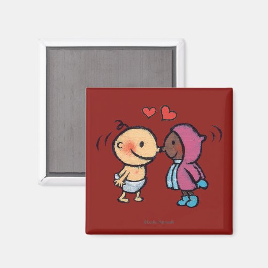 Aimant Eskimo Amical Nez Baisers Enfants (Recto/Verso)