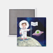 Aimant Espace photo personnalisé sur la lune (Recto/Verso)