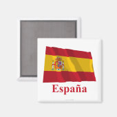 Aimant Espagne avec le drapeau avec le nom en espagnol (Recto/Verso)